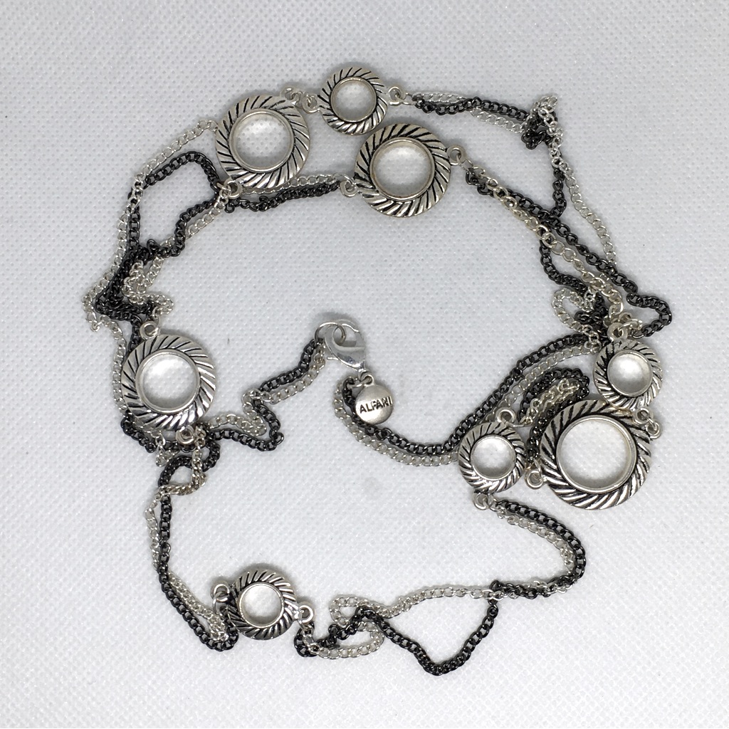 Alfani, Silver And Black, Long Necklace With A Bit Of Crystal Sparkle